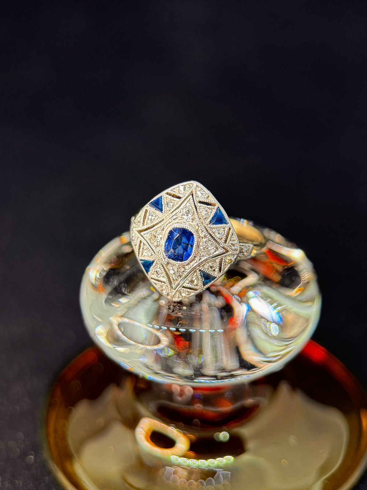 Art Deco Sapphire and Diamond Dress Ring