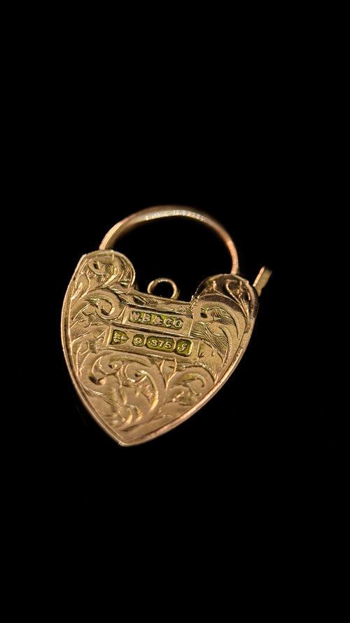 Antique XL Carved Heart Padlock 1909 Full Hallmarks