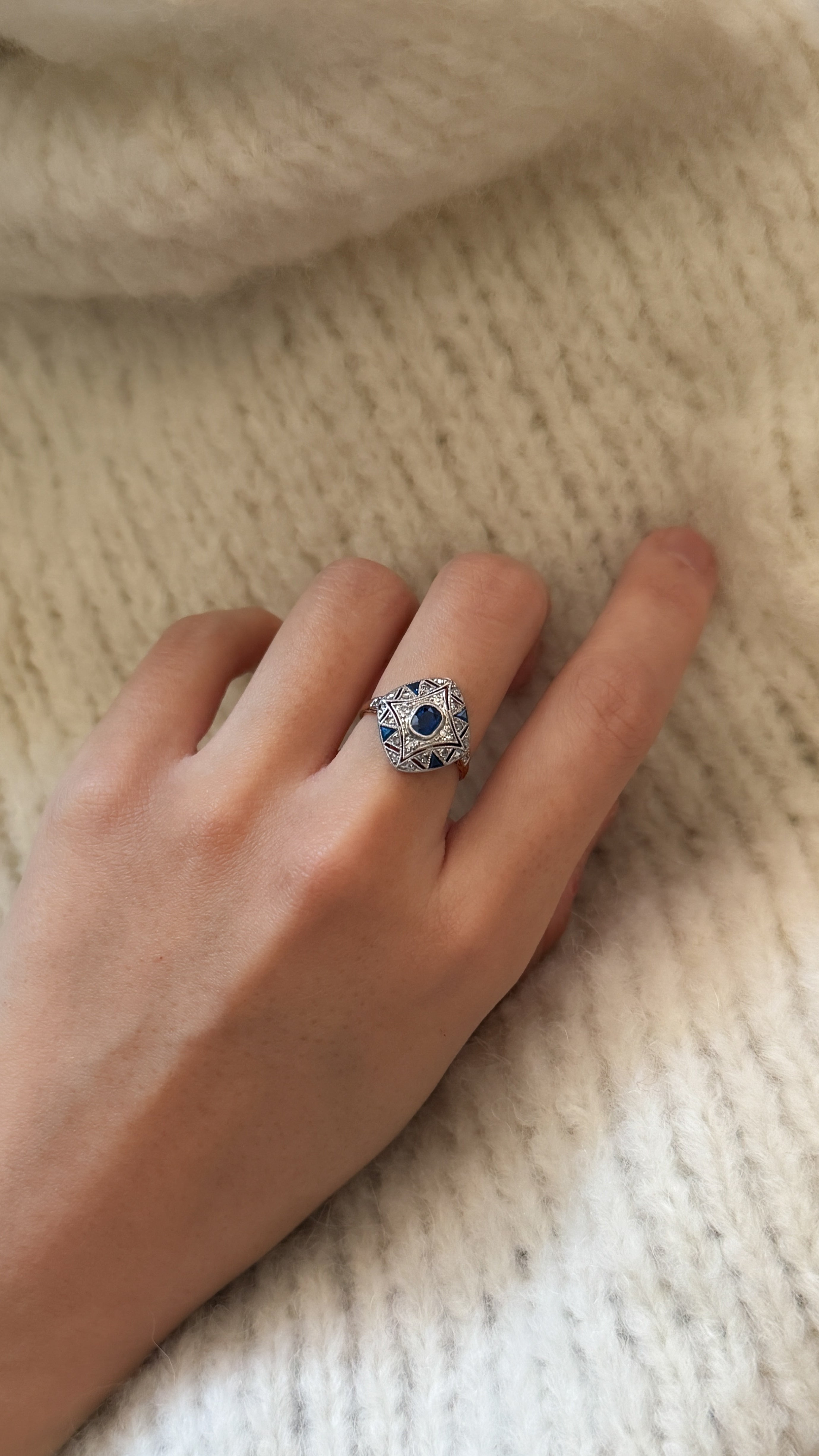 Art Deco Sapphire and Diamond Dress Ring