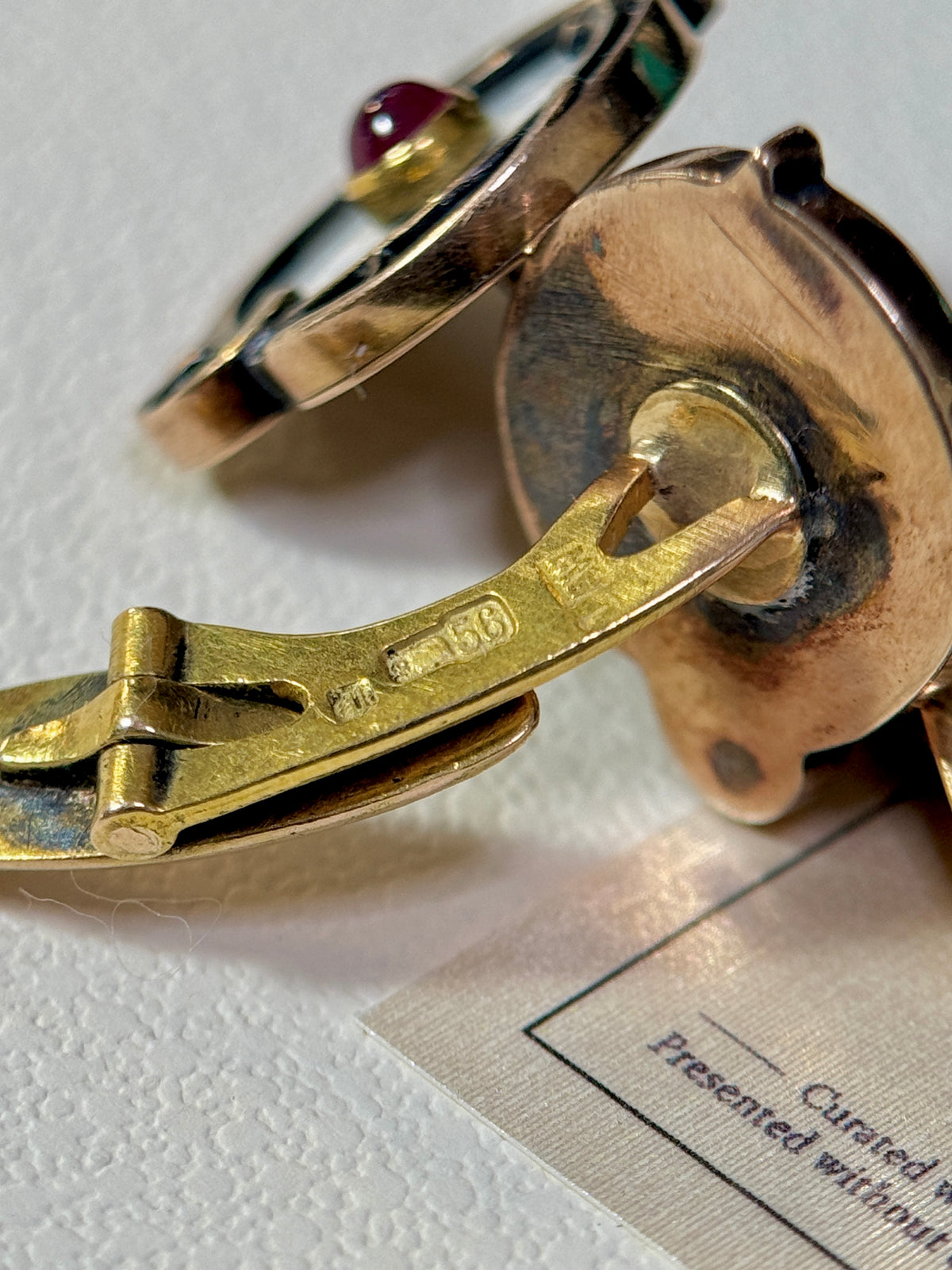 Antique Russian Enamel and Ruby Cufflinks