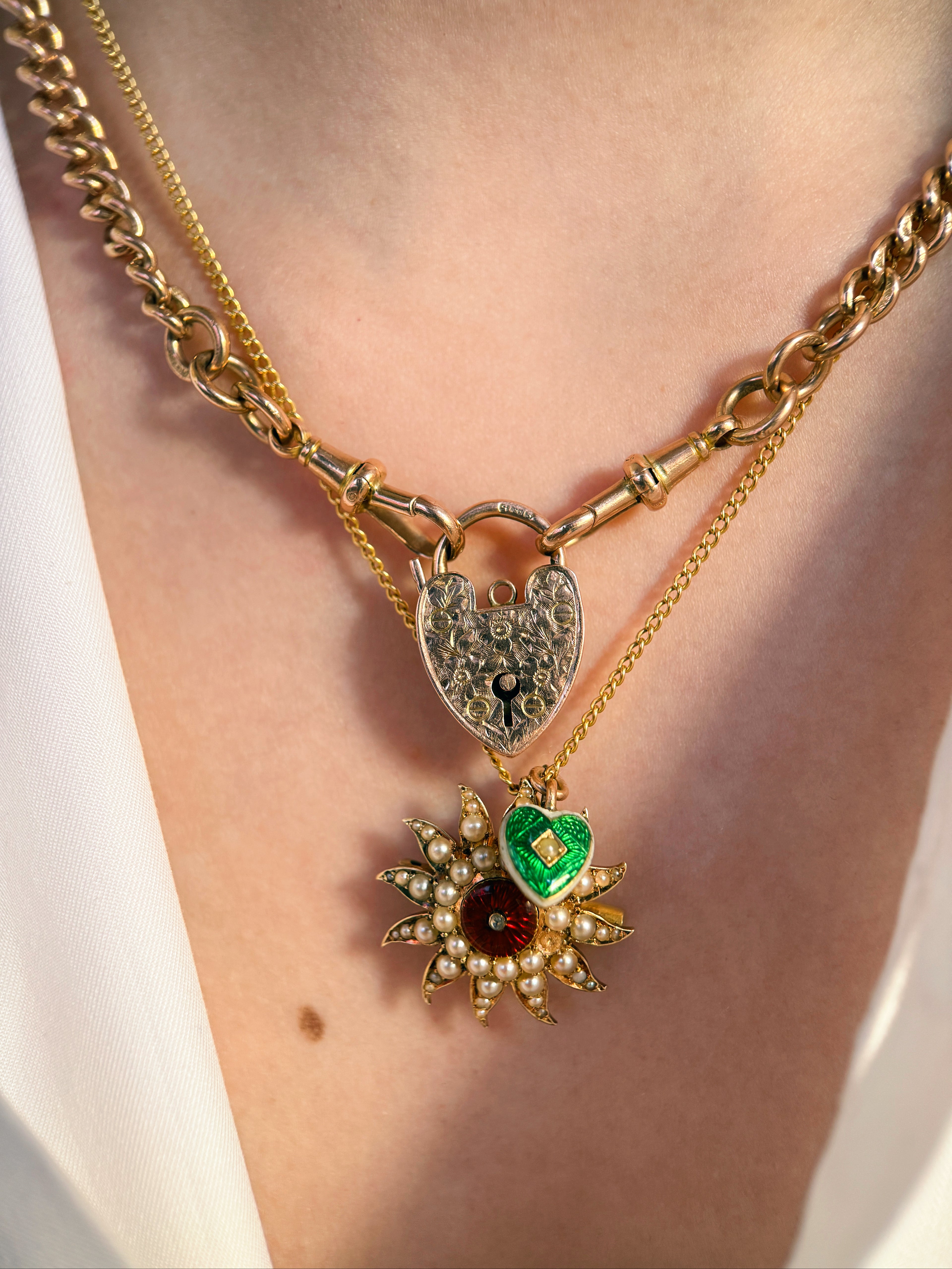 Victorian Enamel Pearl Sunburst